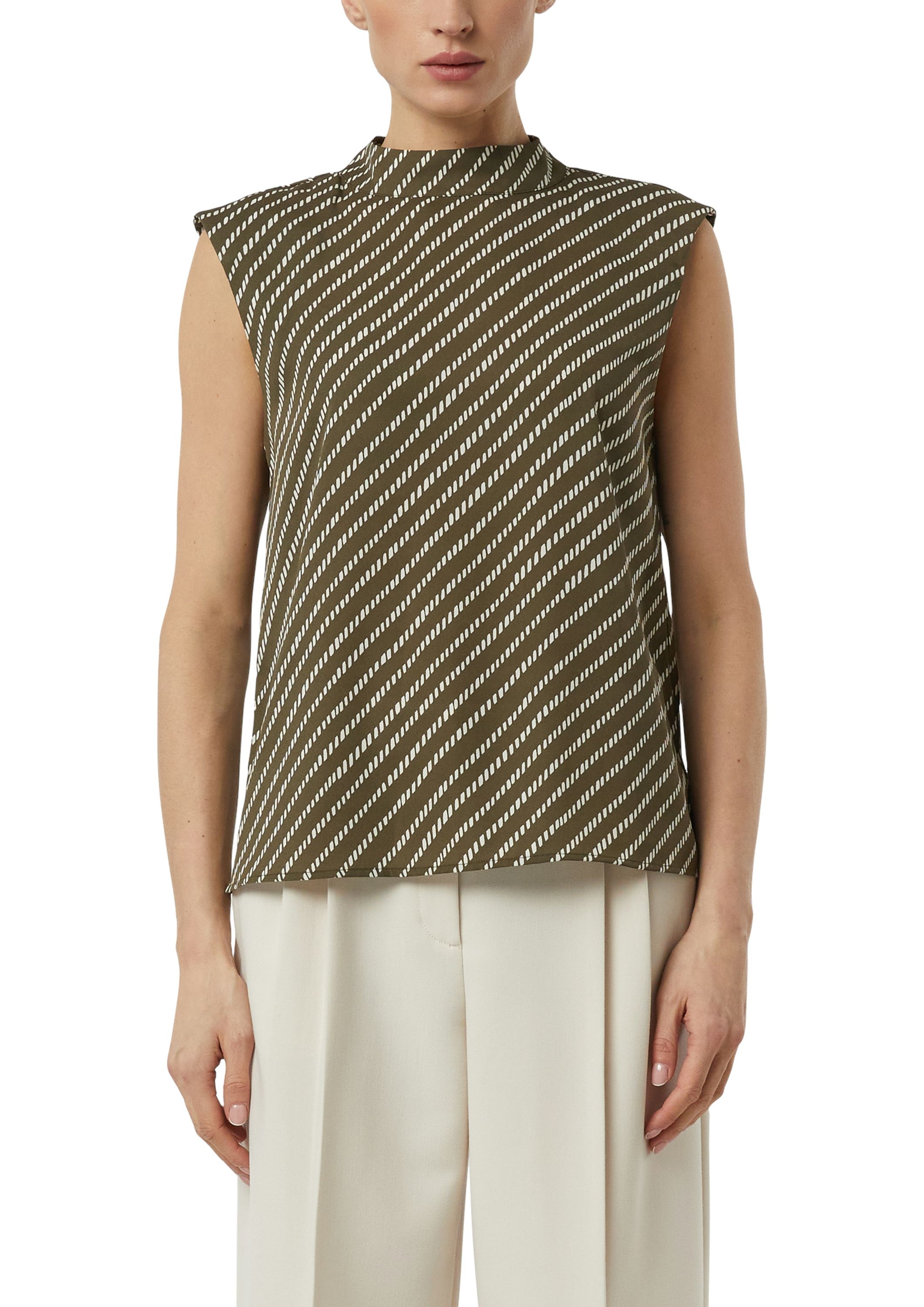 Chiffon-Bluse mit Stehkragen - 79A1-GREEN - Grün