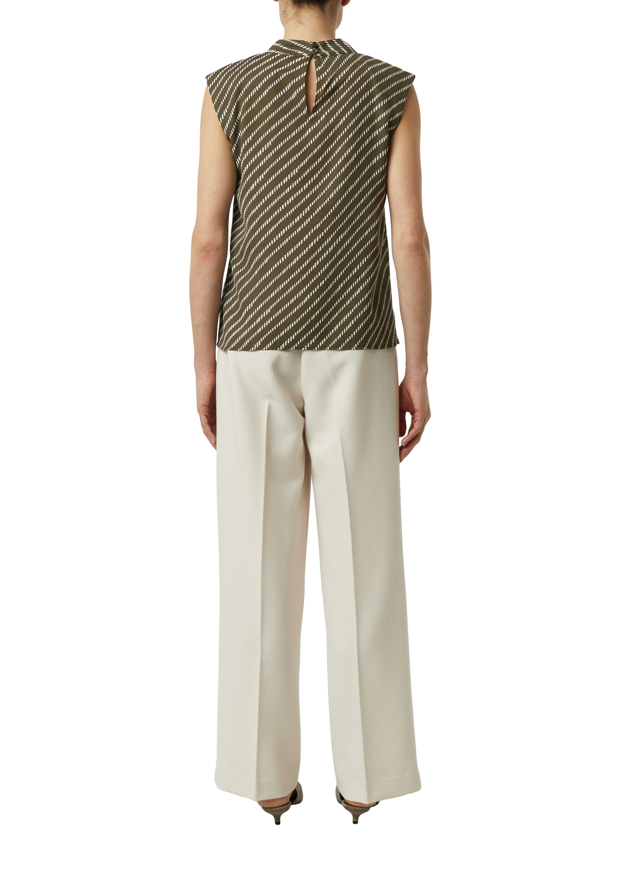 Chiffon-Bluse mit Stehkragen - 79A1-GREEN - Grün