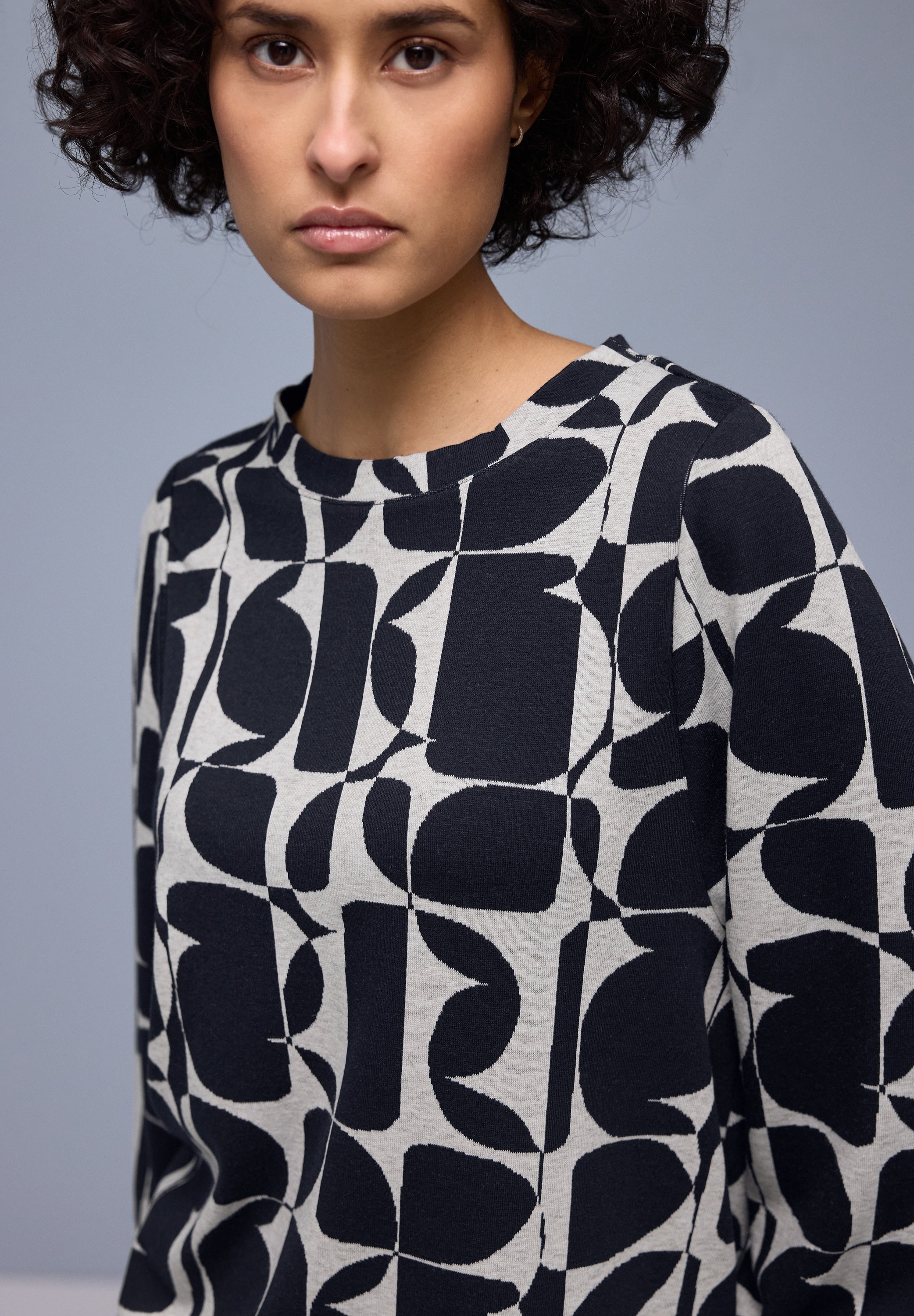 Langarmshirt aus Viskosemix - 27502-shadowed navy - Blau