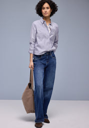 Bluse gestreift aus Baumwolle - 22289-original blue - Blau | Weiß