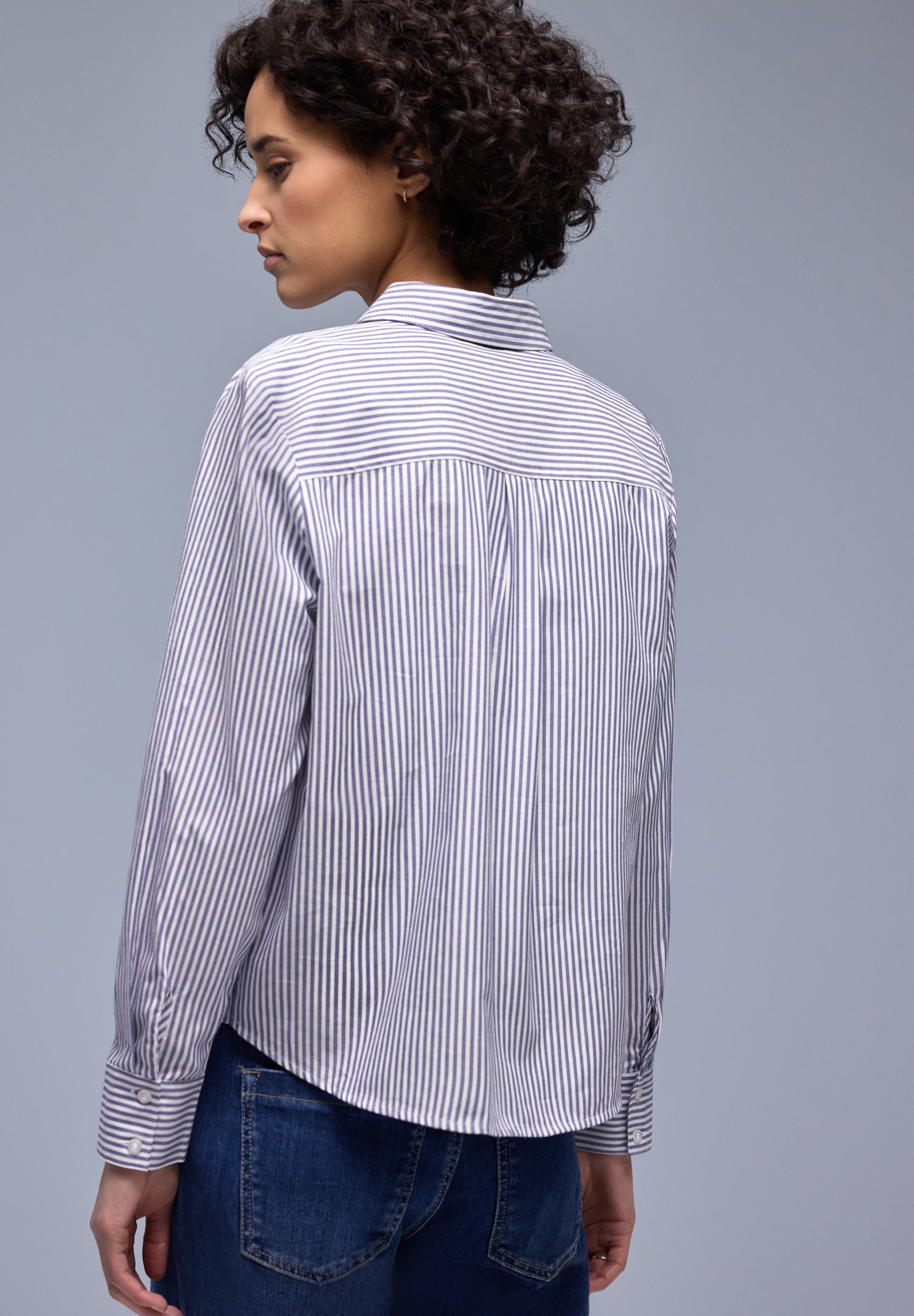 Bluse gestreift aus Baumwolle - 22289-original blue - Blau | Weiß