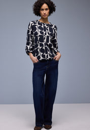 Langarmshirt aus Viskosemix - 27502-shadowed navy - Blau