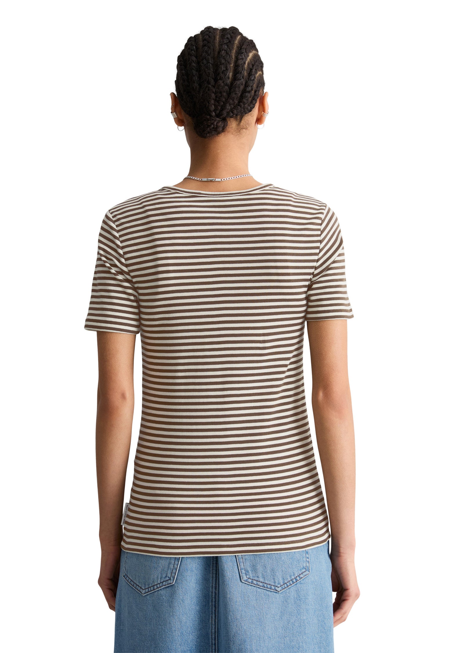 T-Shirt Slim Fit - 1543-Dark Brown_Multi_01 - Braun