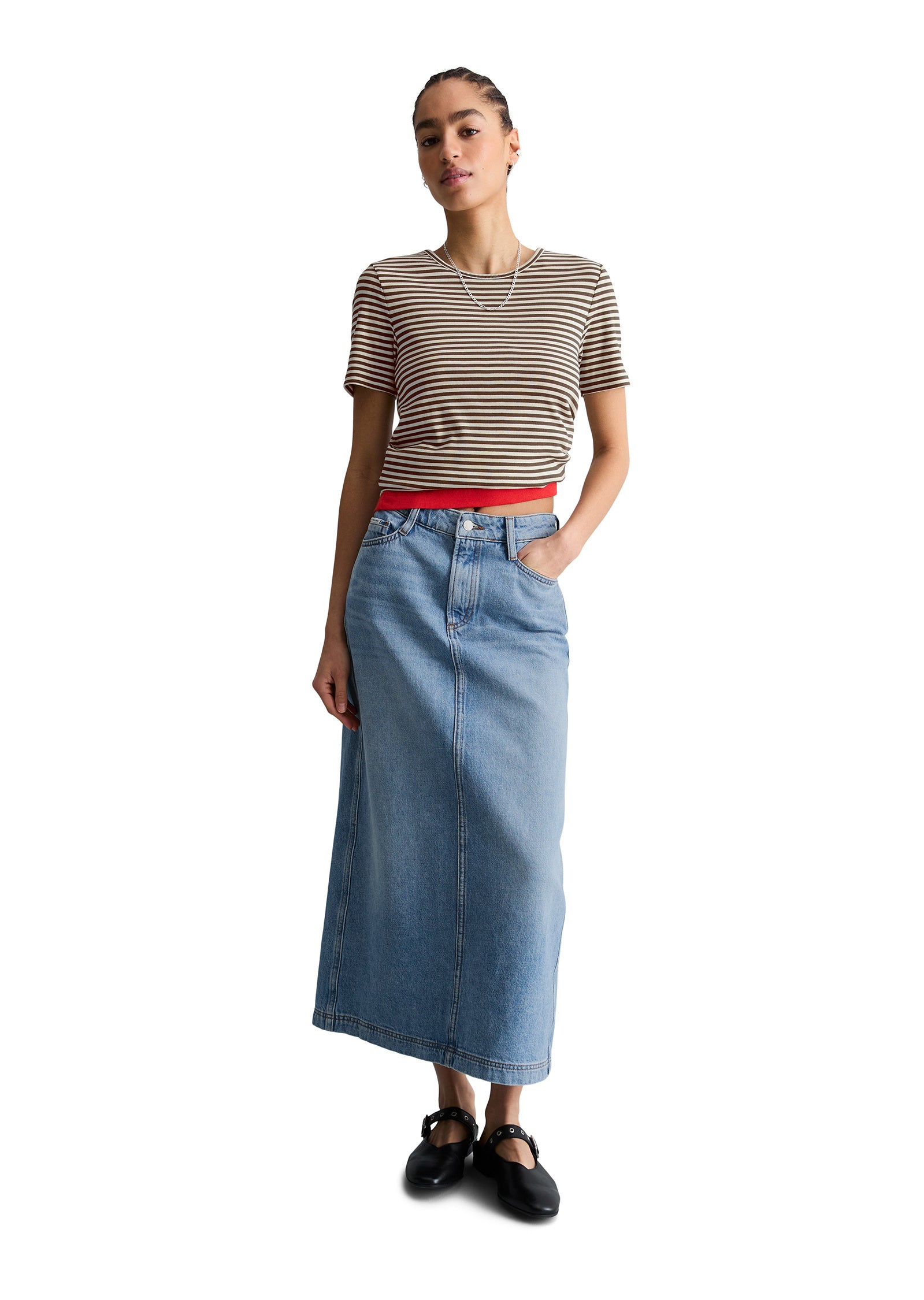 T-Shirt Slim Fit - 1543-Dark Brown_Multi_01 - Braun