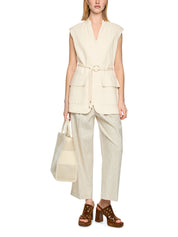 Safari-Weste aus Leinenmix - 112 - Creme