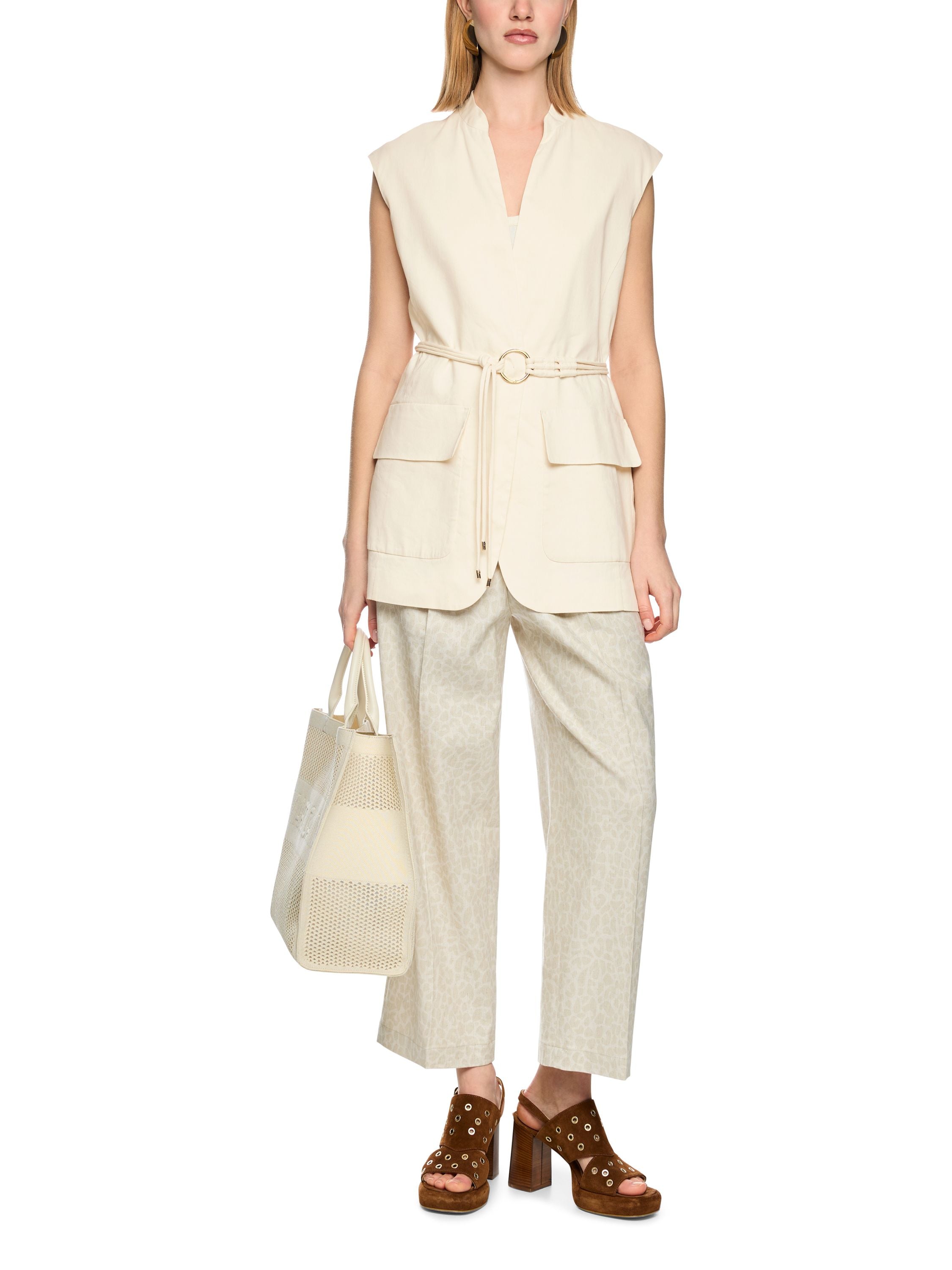 Safari-Weste aus Leinenmix - 112 - Creme