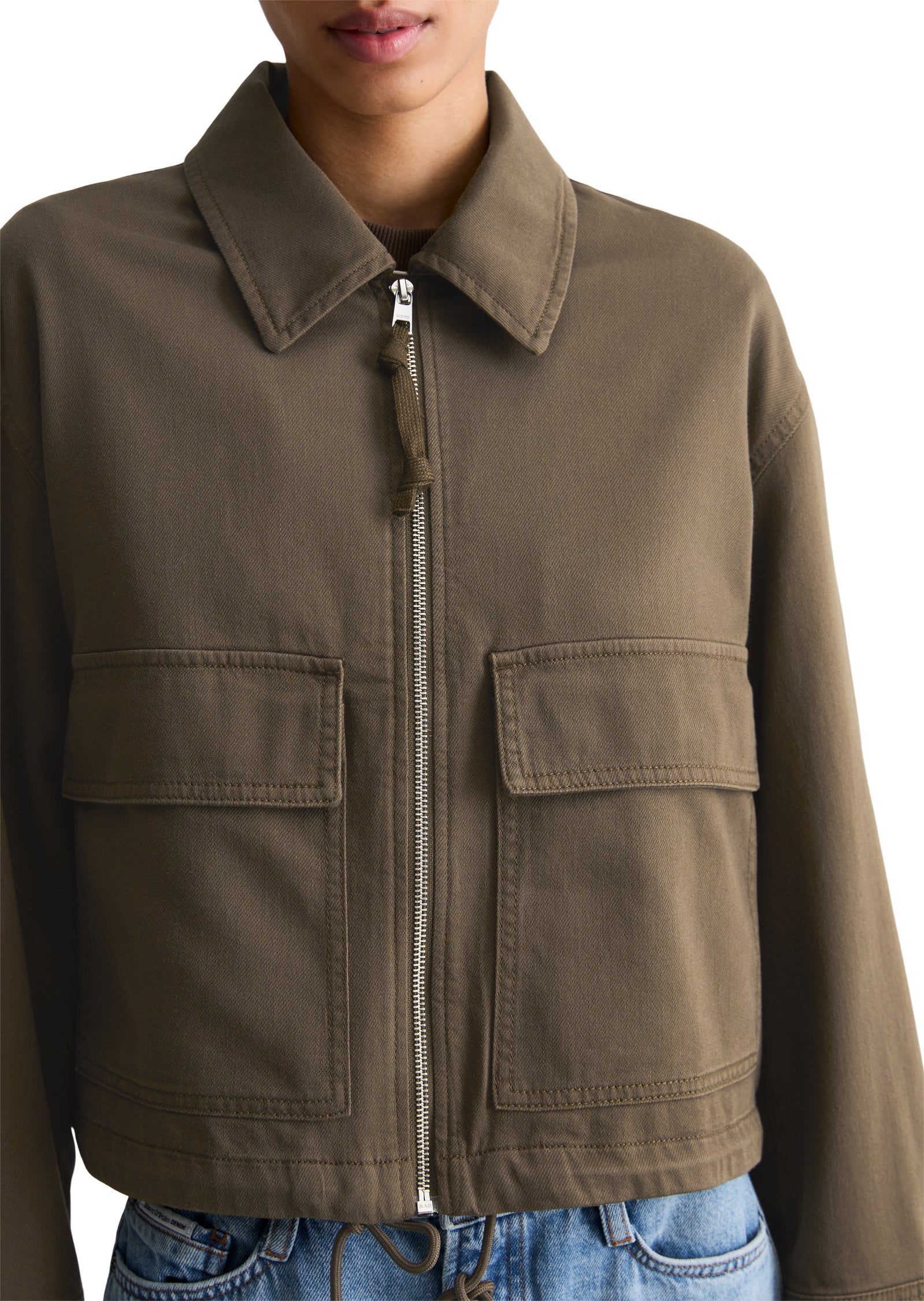 Übergangsjacke cropped aus Baumwollmix - 1386-Hazelnut Brown - Braun