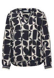 Bluse gemustert aus Viskose - 27502-shadowed navy - Blau