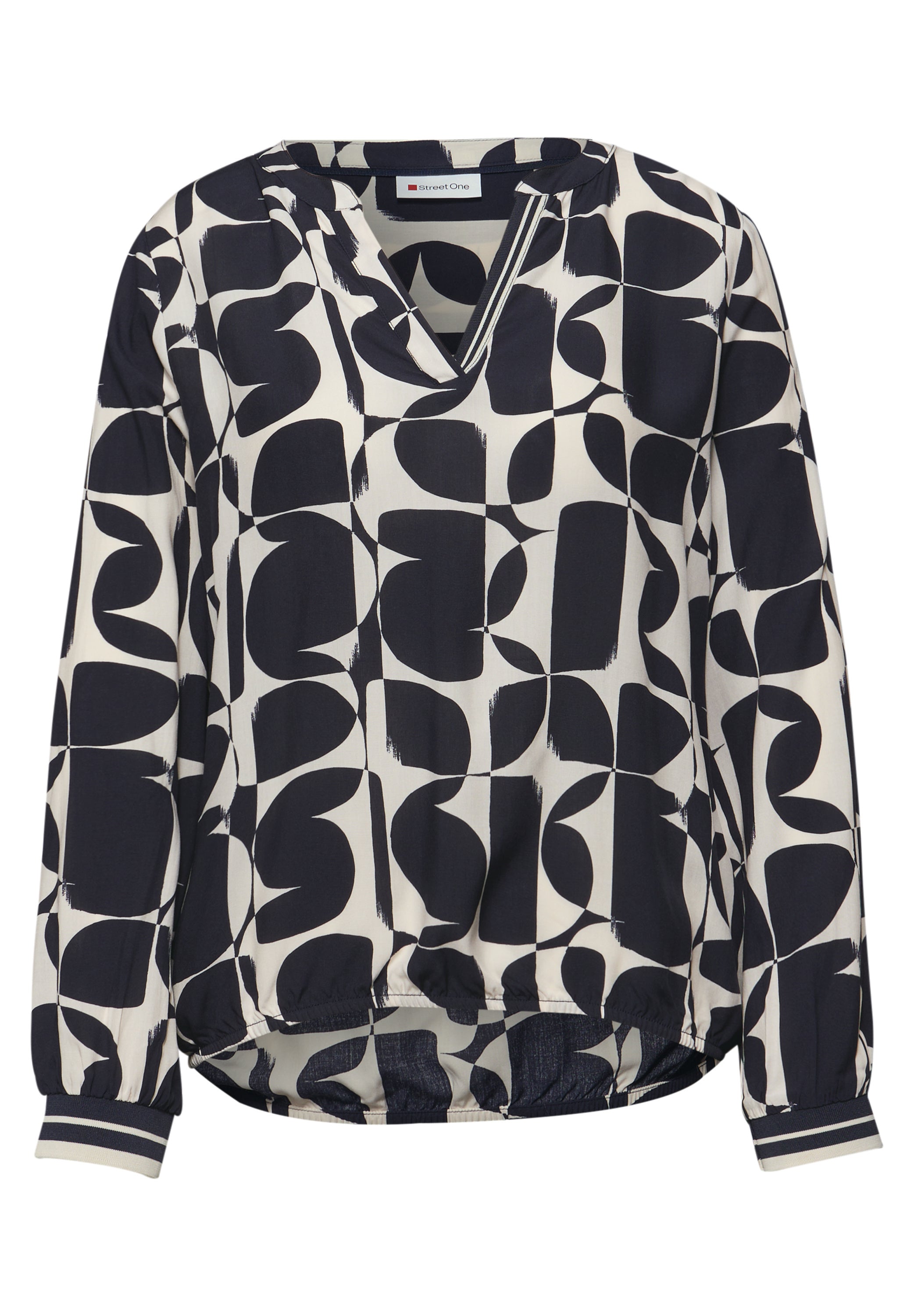 Bluse gemustert aus Viskose - 27502-shadowed navy - Blau