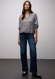 Bluse gemustert aus Viskose - 27453-bonnet blue - Blau