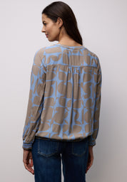 Bluse gemustert aus Viskose - 27453-bonnet blue - Blau