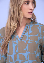 Bluse gemustert aus Viskose - 27453-bonnet blue - Blau