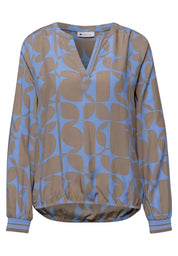 Bluse gemustert aus Viskose - 27453-bonnet blue - Blau