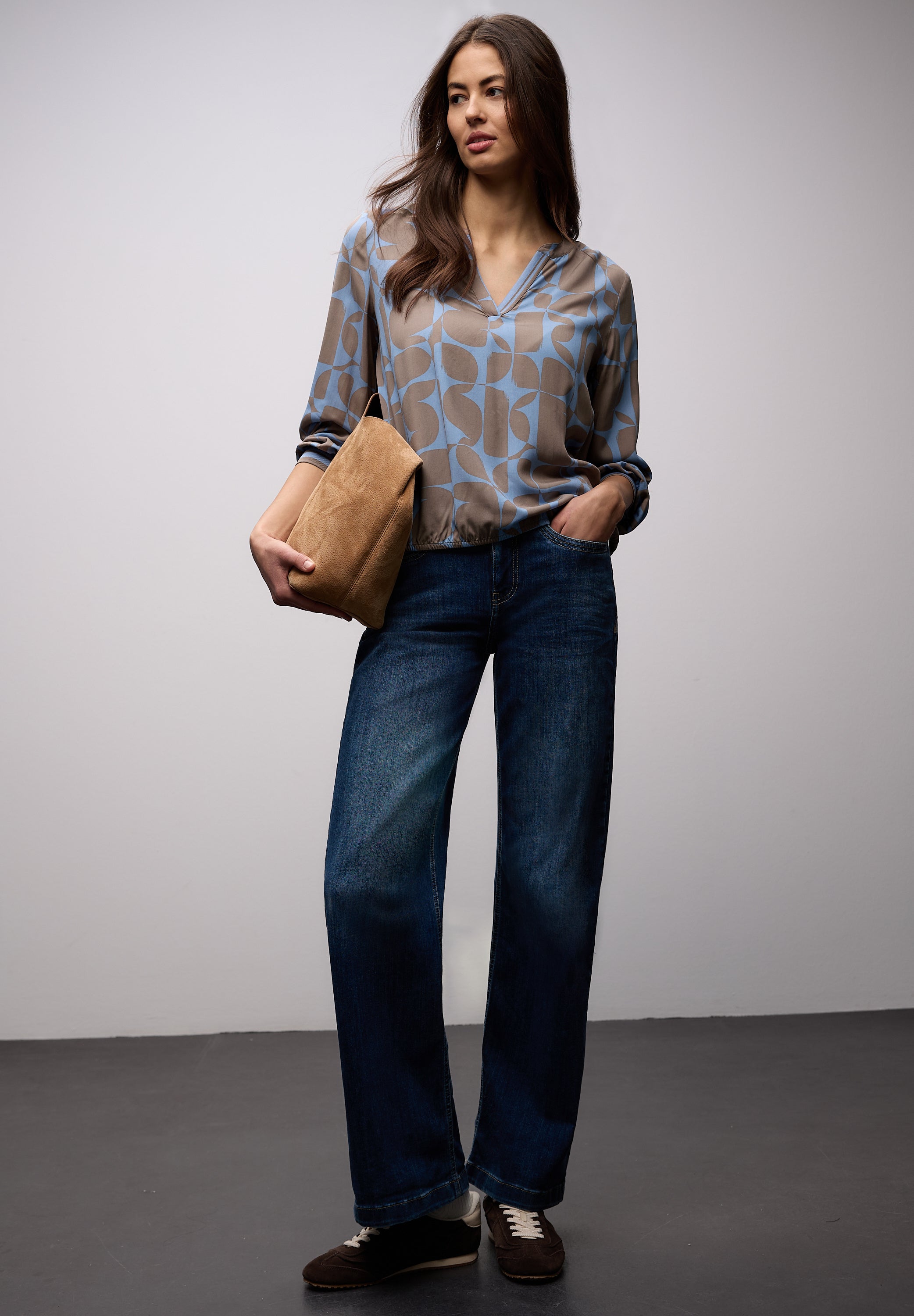 Bluse gemustert aus Viskose - 27453-bonnet blue - Blau