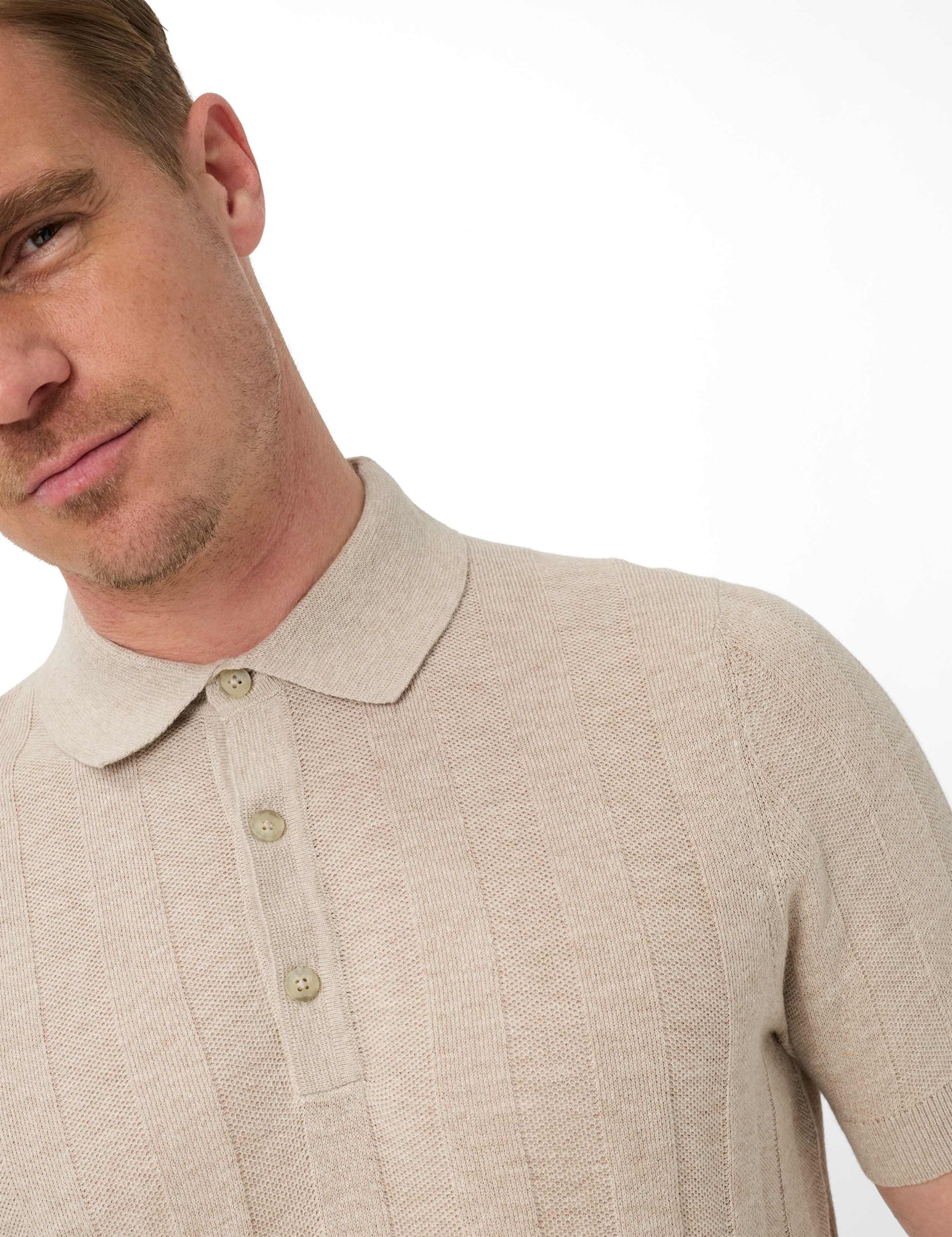 Strickpoloshirt Slim Fit STYLE PASCAL - 57-beach - Creme