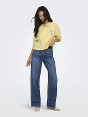 Sweatshirt ONLVIVVIAN aus Baumwollmix - Sunlight/Good vibes - Gelb