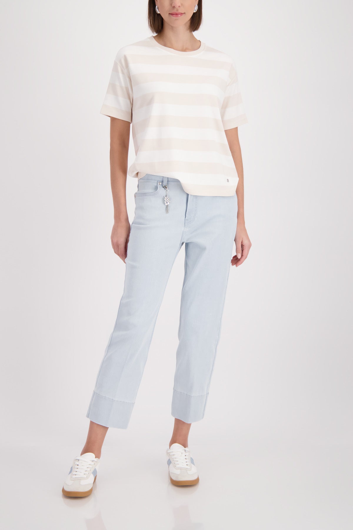 T-Shirt aus Viskosemix - 125 champagne beige ringel - Beige