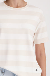 T-Shirt aus Viskosemix - 125 champagne beige ringel - Beige