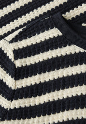Strickpullover aus Baumwollmix - 27502-shadowed navy - Blau | Weiß