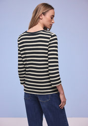 Strickpullover aus Baumwollmix - 27502-shadowed navy - Blau | Weiß