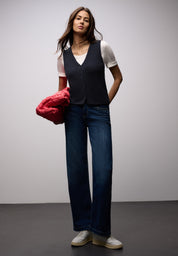 Strickweste aus Baumwollmix - 17502-shadowed navy - Blau