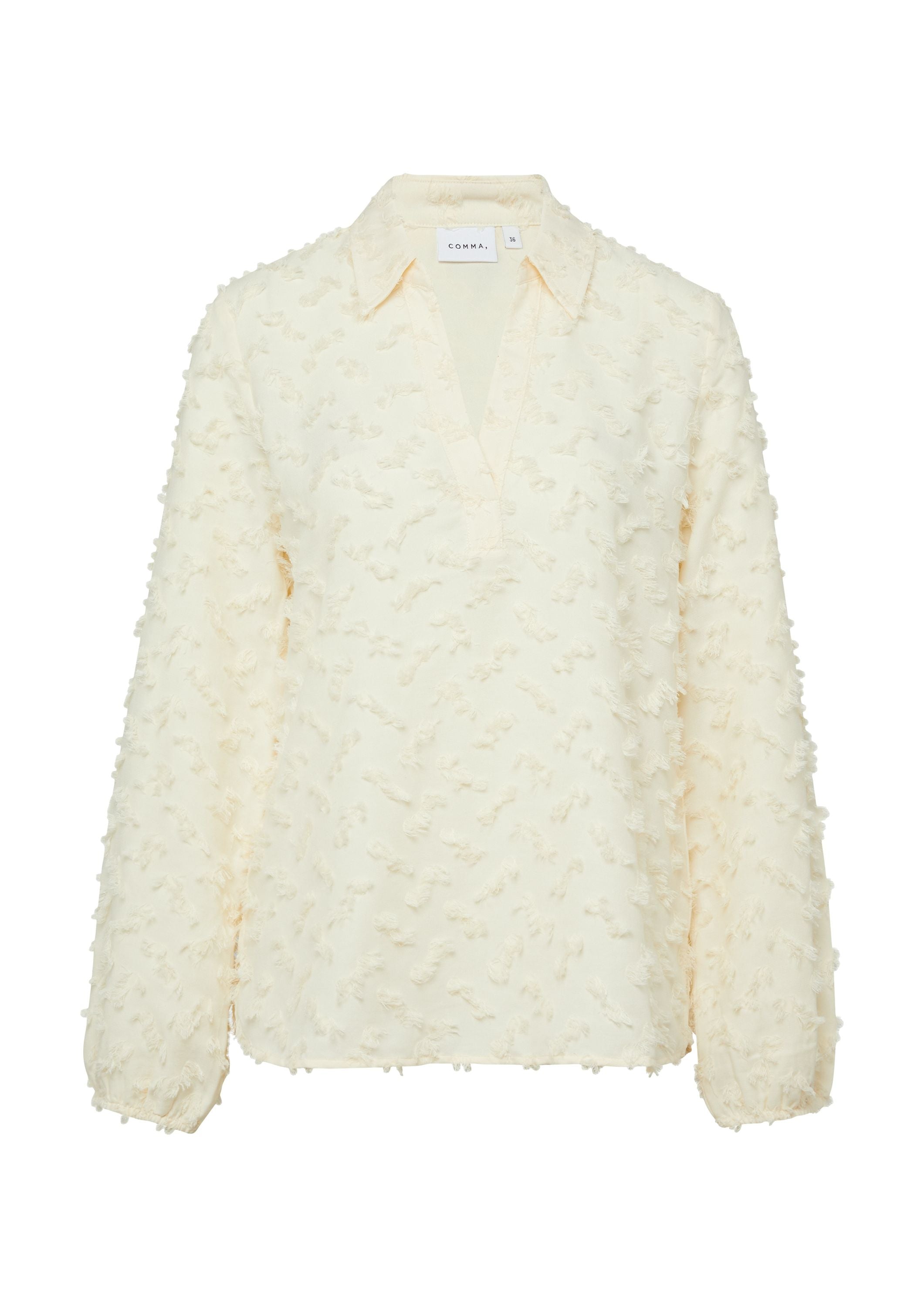 Jacquard-Bluse mit 3D-Struktur - 0403-WHITE - Weiß