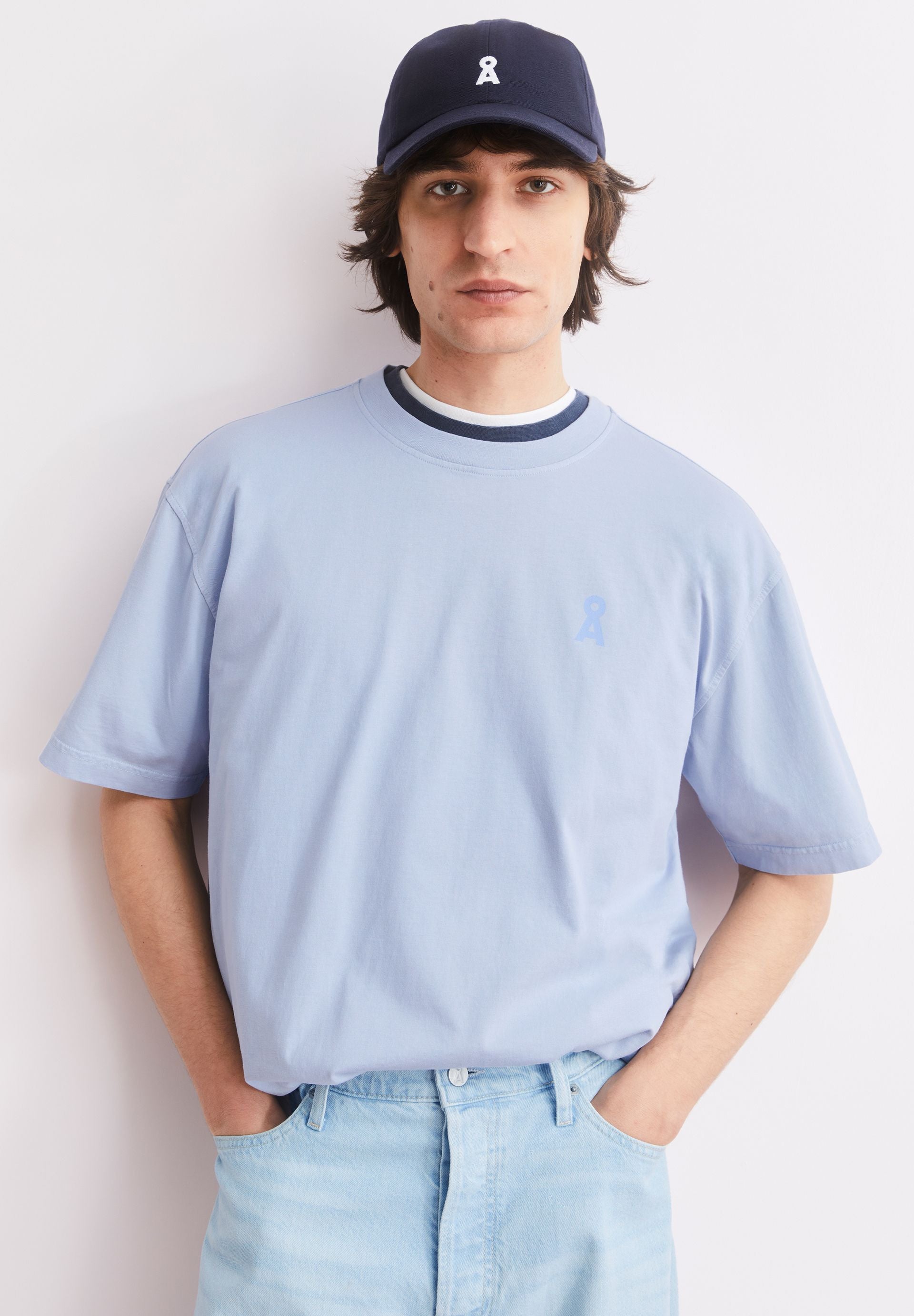 T-Shirt aus Bio-Baumwolle Regular FIt - 3515-wedgwood washed - Blau