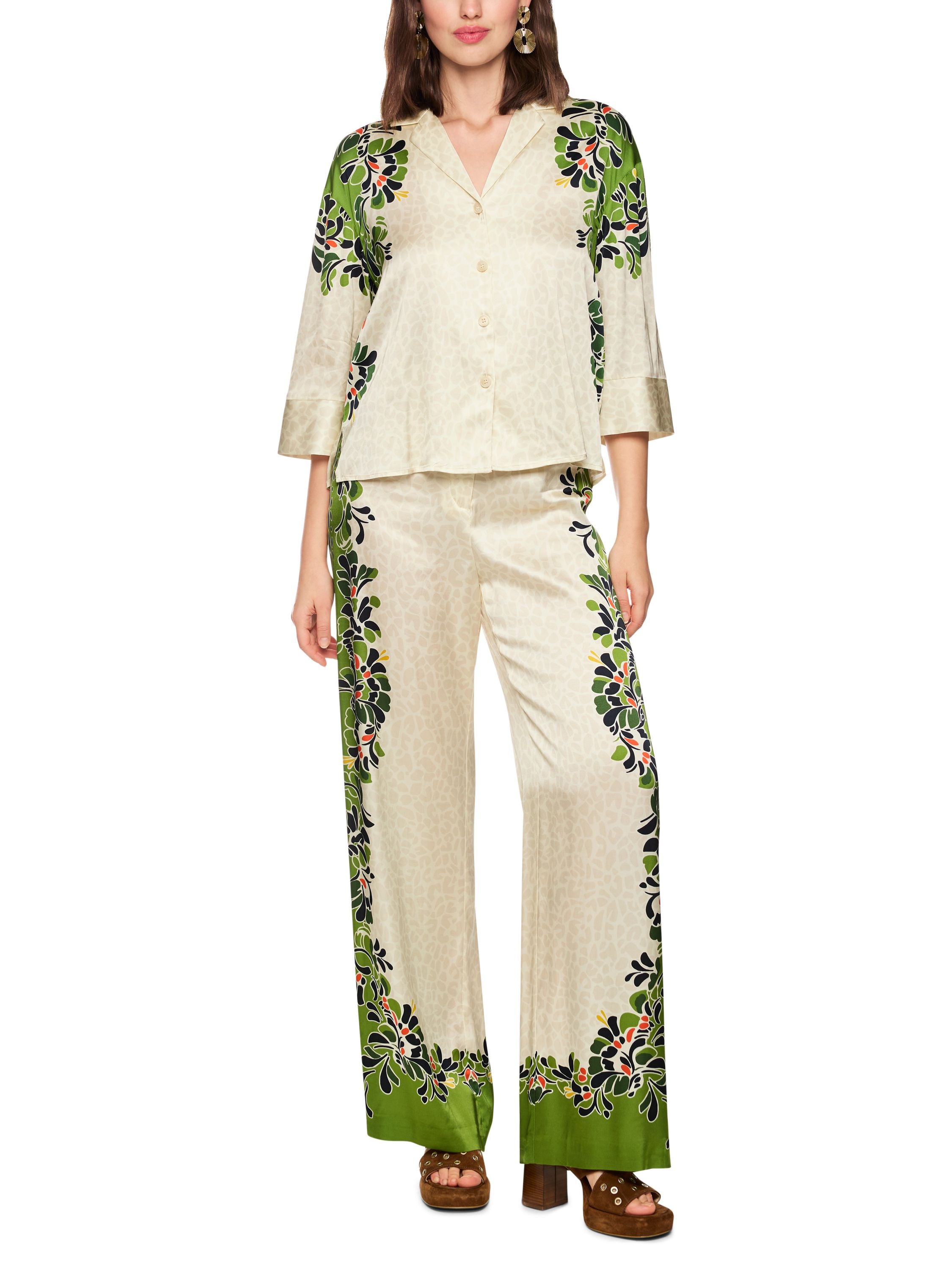 Bluse mit Leo-Hibiskus-Print - 112 - Creme