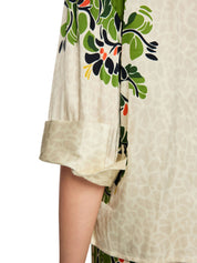 Bluse mit Leo-Hibiskus-Print - 112 - Creme