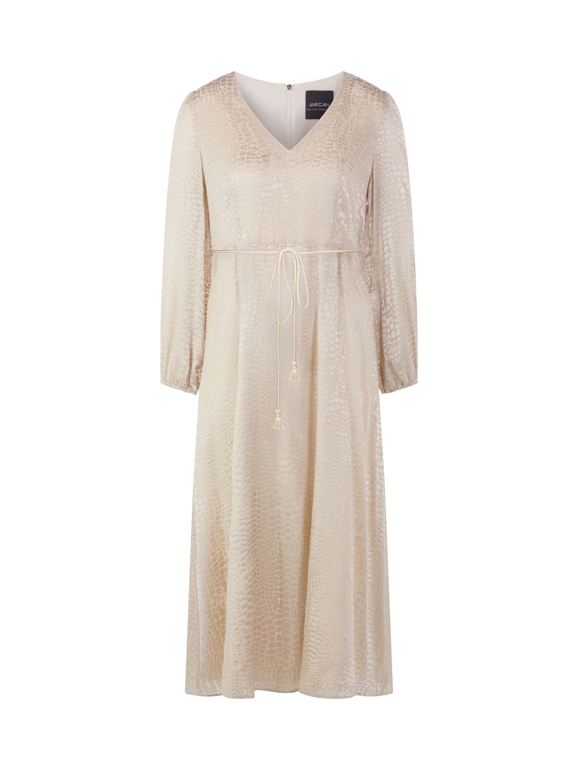 Kleid aus Dévoré-Satin mit Leomuster - 112 - Beige