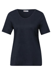 T-Shirt aus Baumwollmix - 17502-shadowed navy - Blau