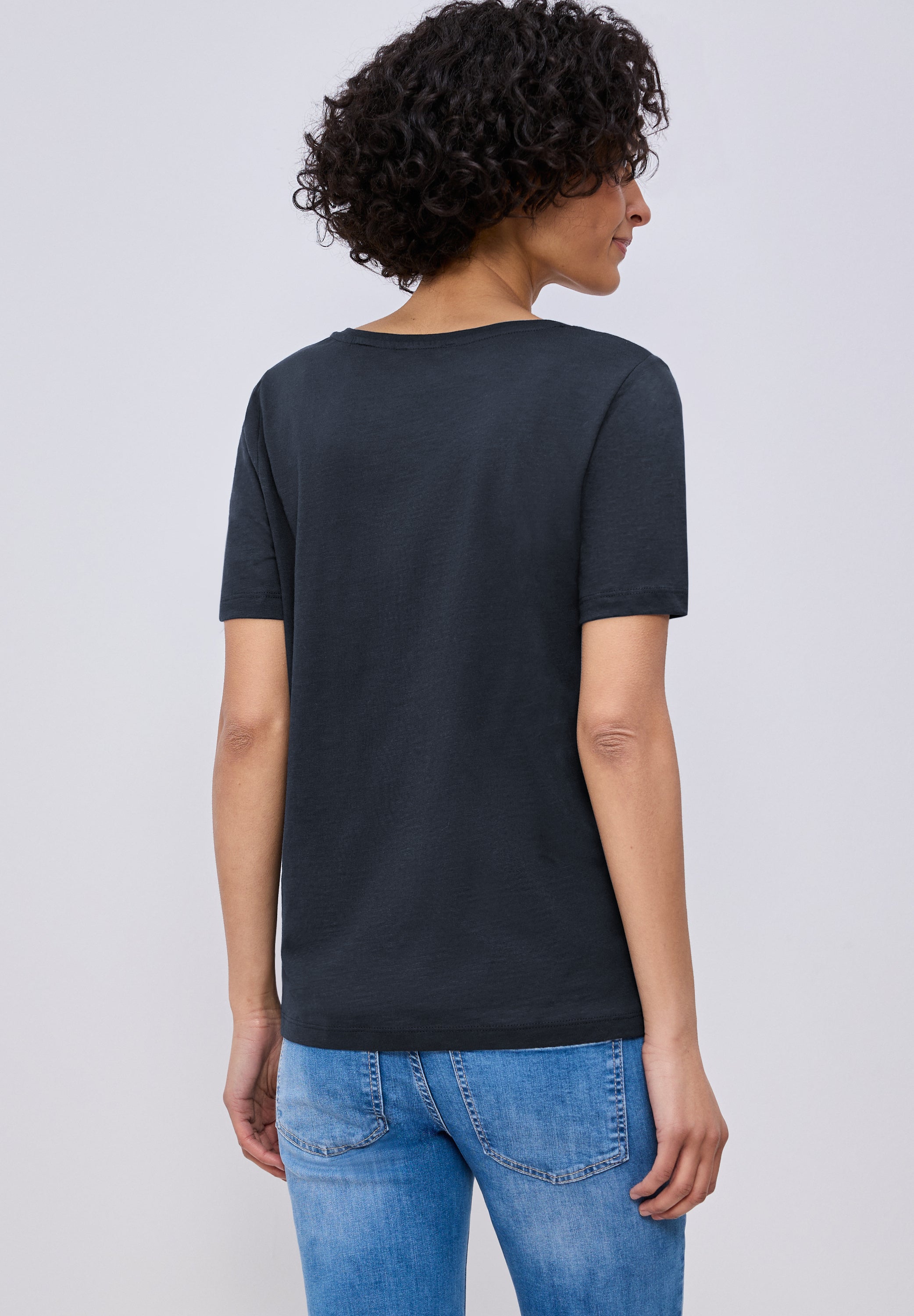 T-Shirt aus Baumwollmix - 17502-shadowed navy - Blau
