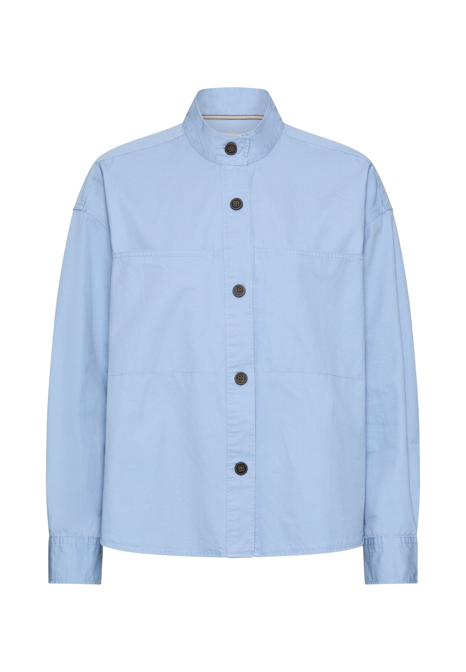 Bluse Relaxed Fit mit Stehkragen - 42-Soft Blue - Blau