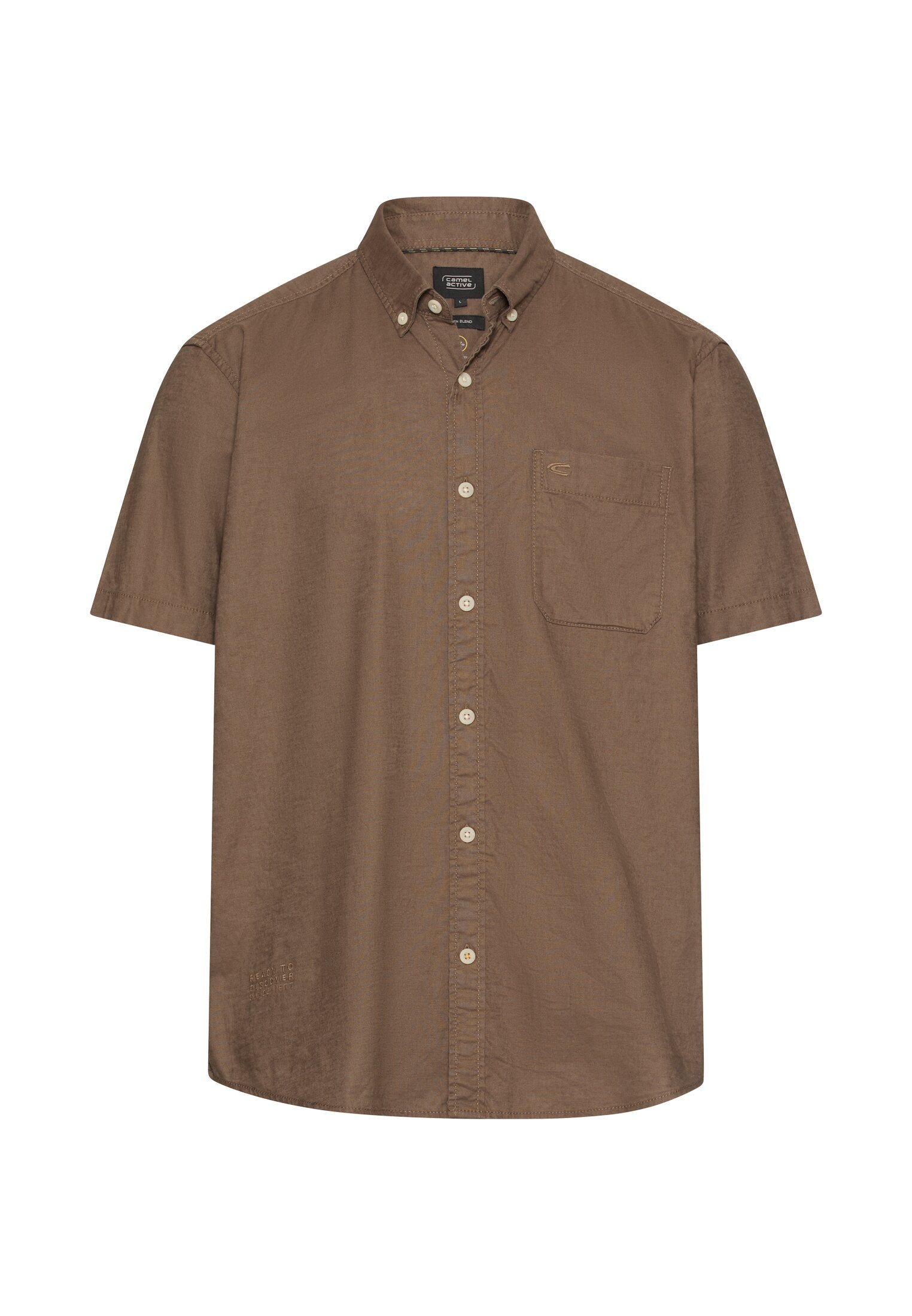 Kurzarmhemd Regular Fit aus Leinenmix - 26-Mud Brown - Braun