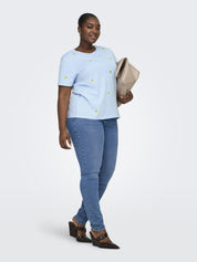 T-Shirt aus Baumwolle - Cashmere Blue/Lemon - Blau