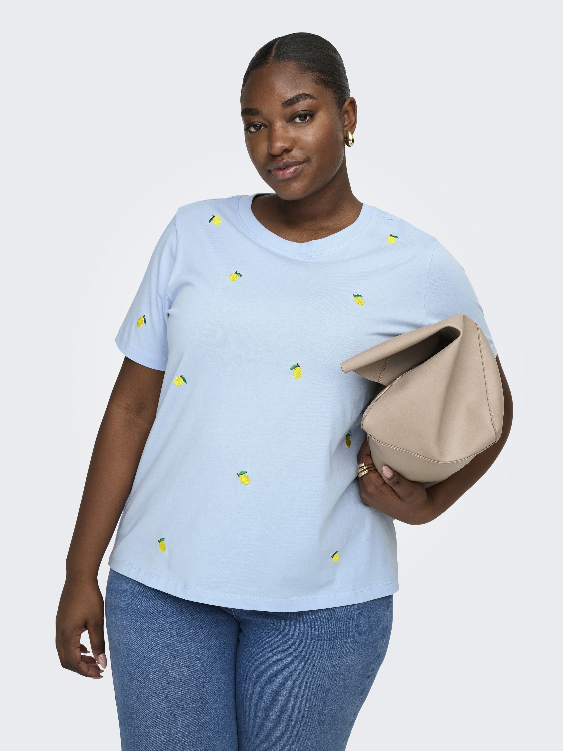 T-Shirt aus Baumwolle - Cashmere Blue/Lemon - Blau