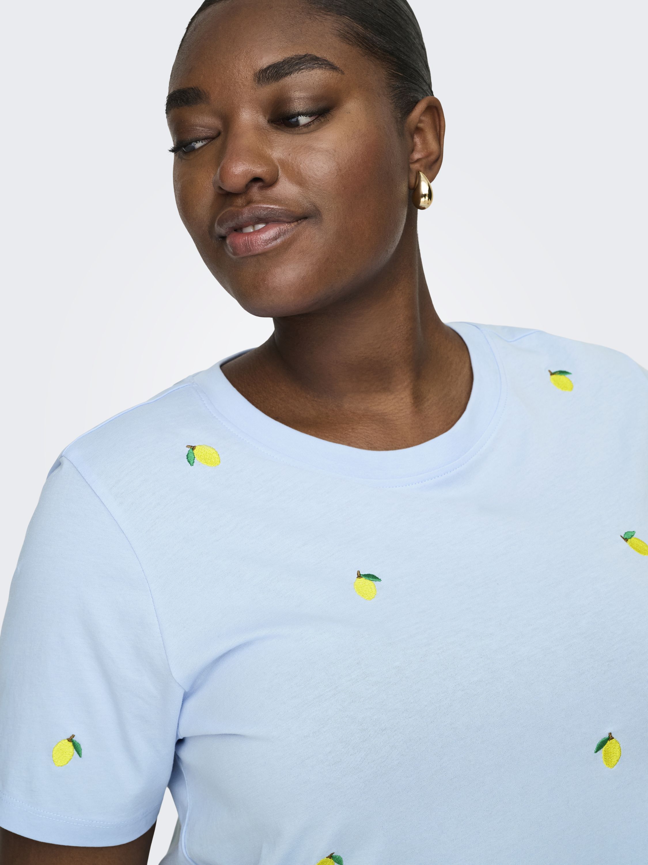 T-Shirt aus Baumwolle - Cashmere Blue/Lemon - Blau