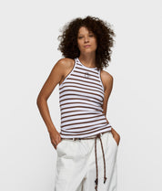 Tanktop Slim Fit - 3076-white/dark truffle - Braun