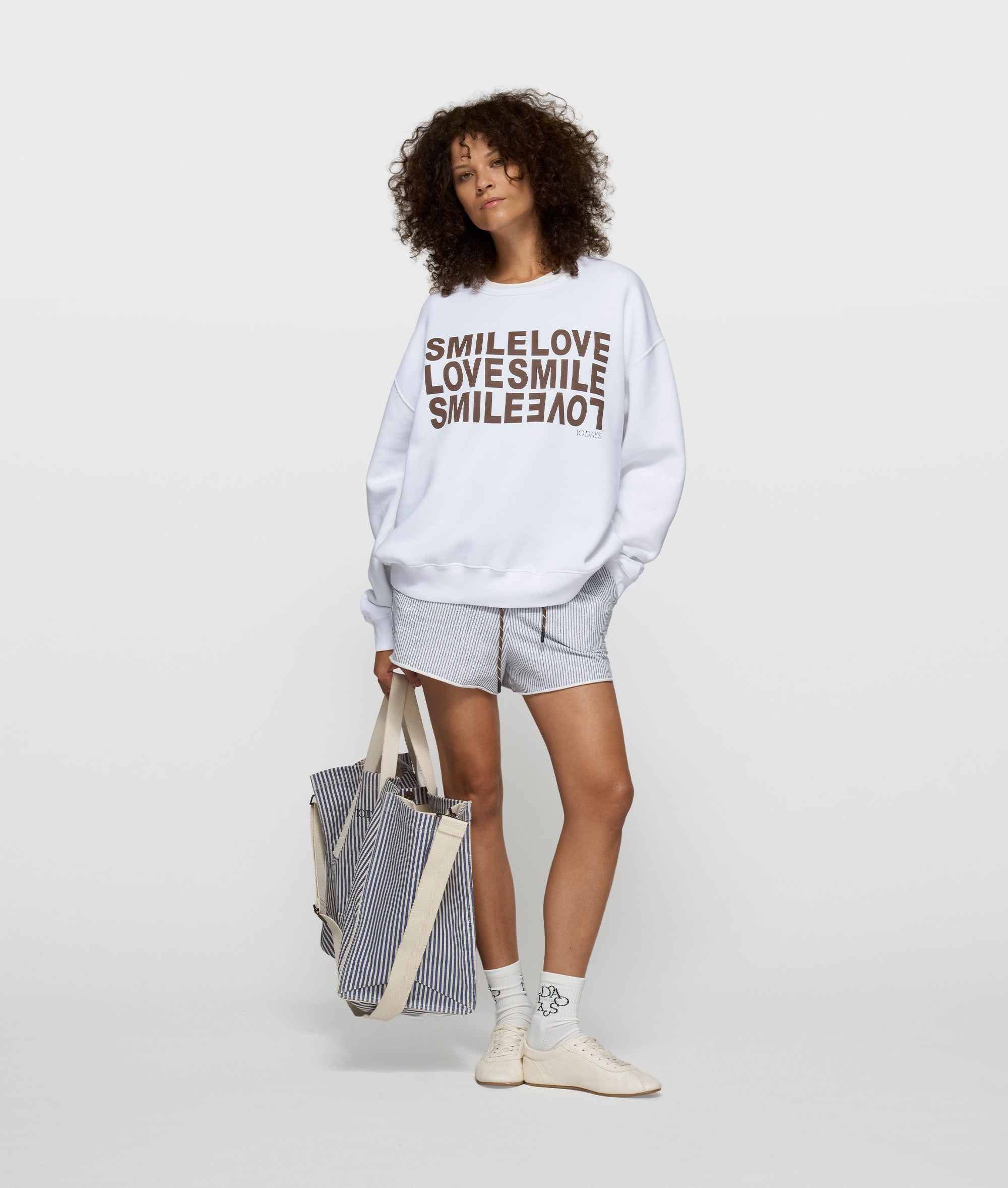 Sweatshirt oversized aus Baumwollmix - 1001-white - Weiß