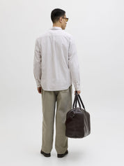 Leinenhemd Regular Fit - Crockery/STRIPES - Grau