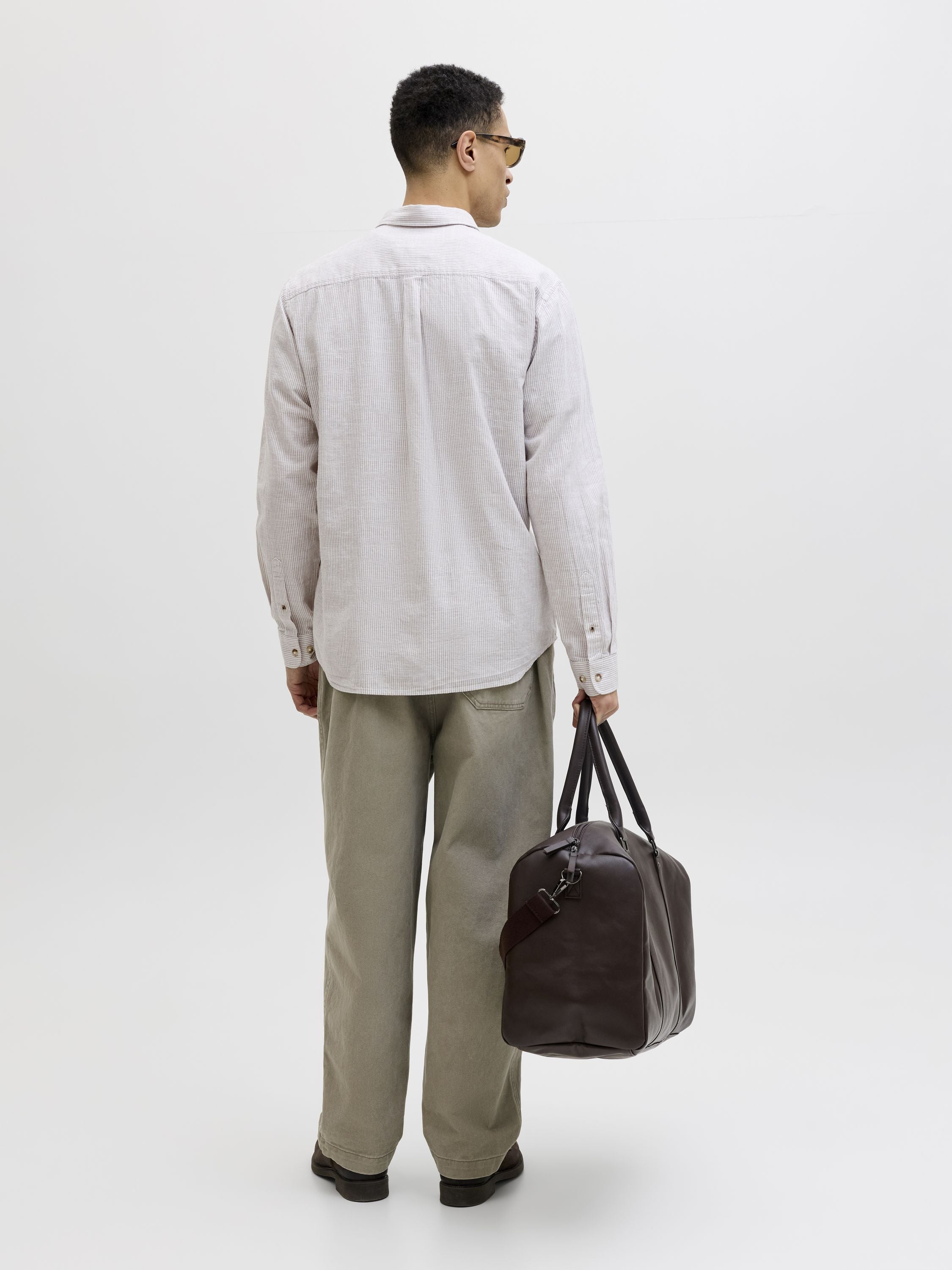 Leinenhemd Regular Fit - Crockery/STRIPES - Grau