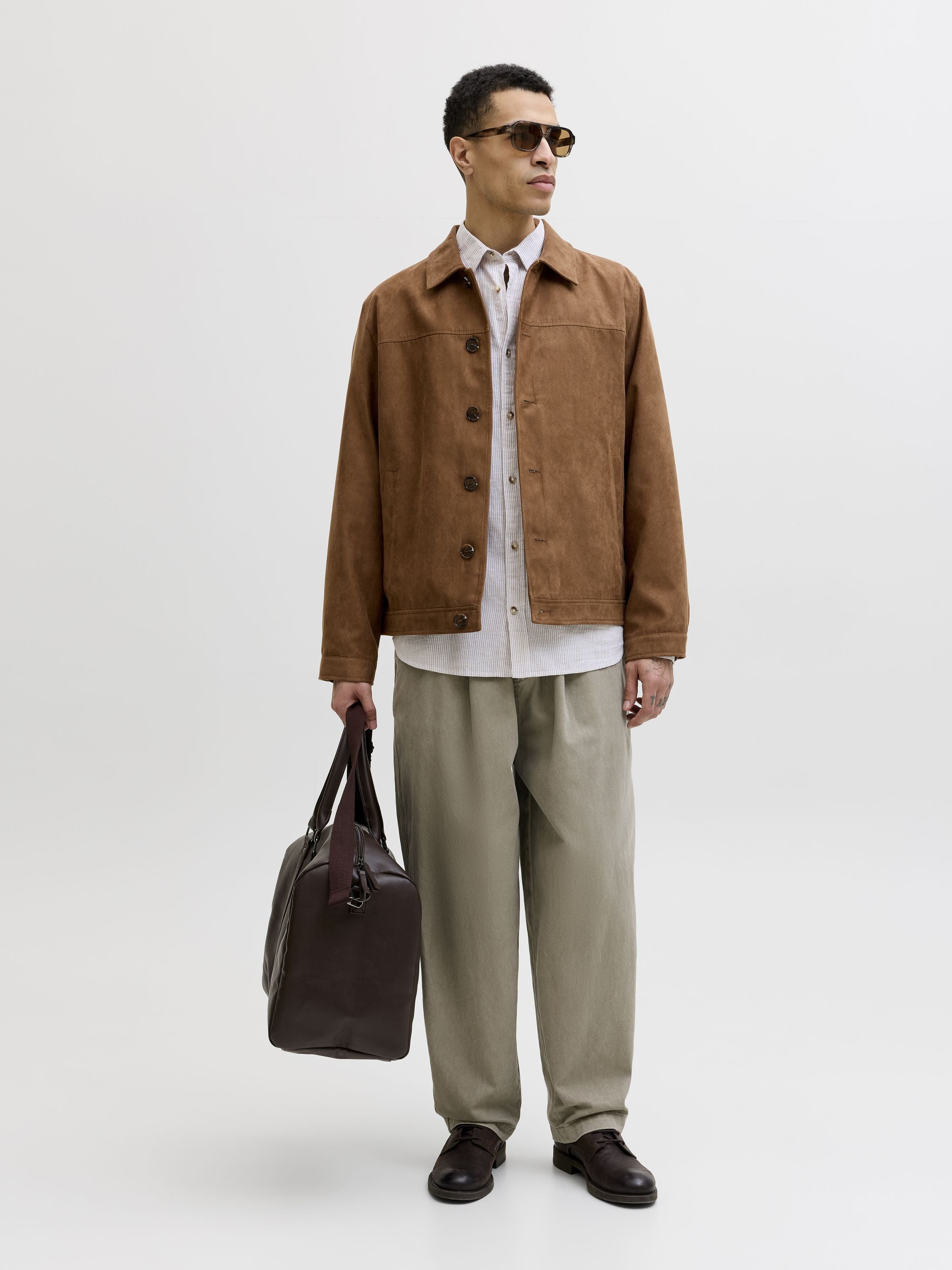 Leinenhemd Regular Fit - Crockery/STRIPES - Grau