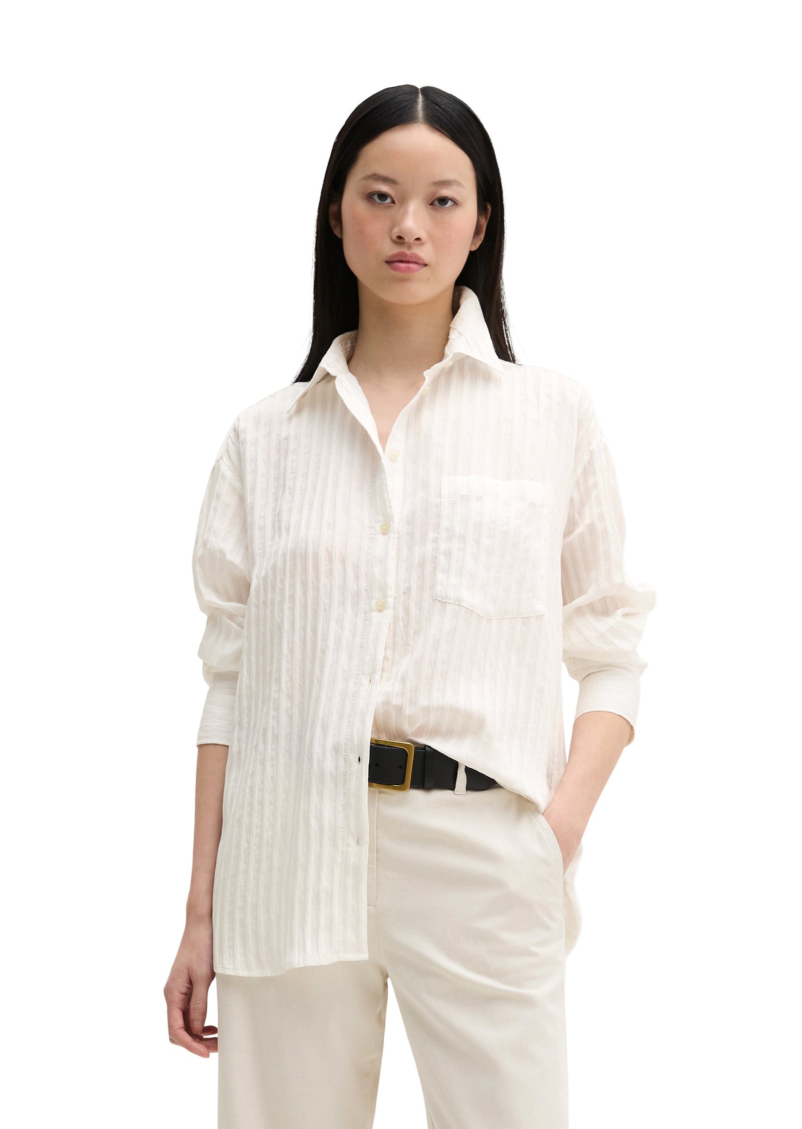 Bluse Loose Fit aus Modalmix - 1172-Grey White - Weiß