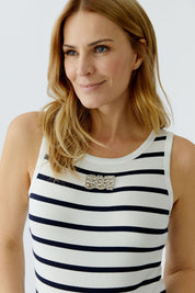 Top Ärmellos mit Rundhalsausschnitt - 0115-offwhite blue - Weiß | Schwarz