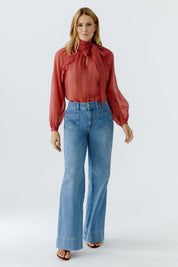 Schluppenbluse aus Lyocell - 3760-baked apple - Rot