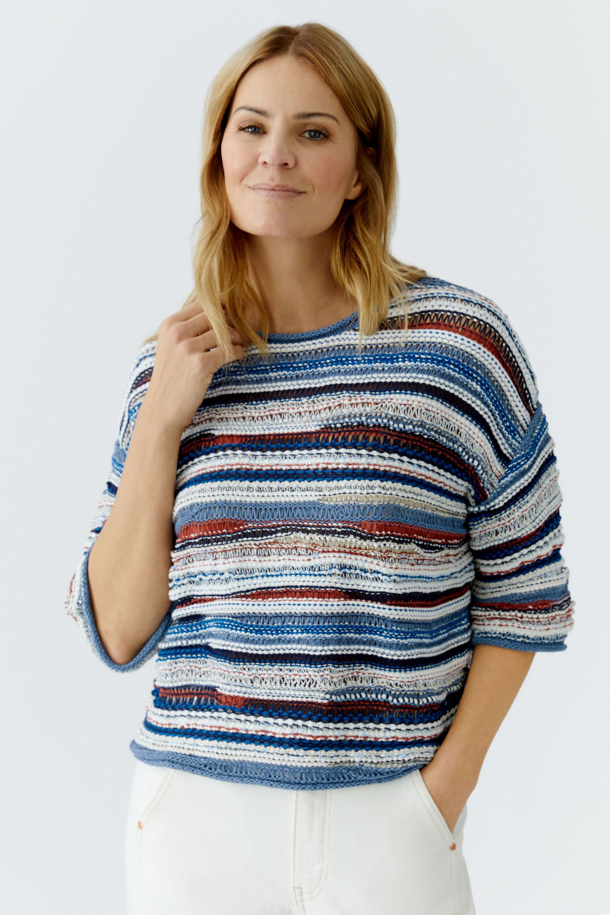 Strickpullover - 0541-blue white - Mehrfarbig