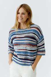 Strickpullover - 0541-blue white - Mehrfarbig