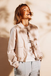 Cargojacke in Satin-Optik - 124 champagne beige - Beige