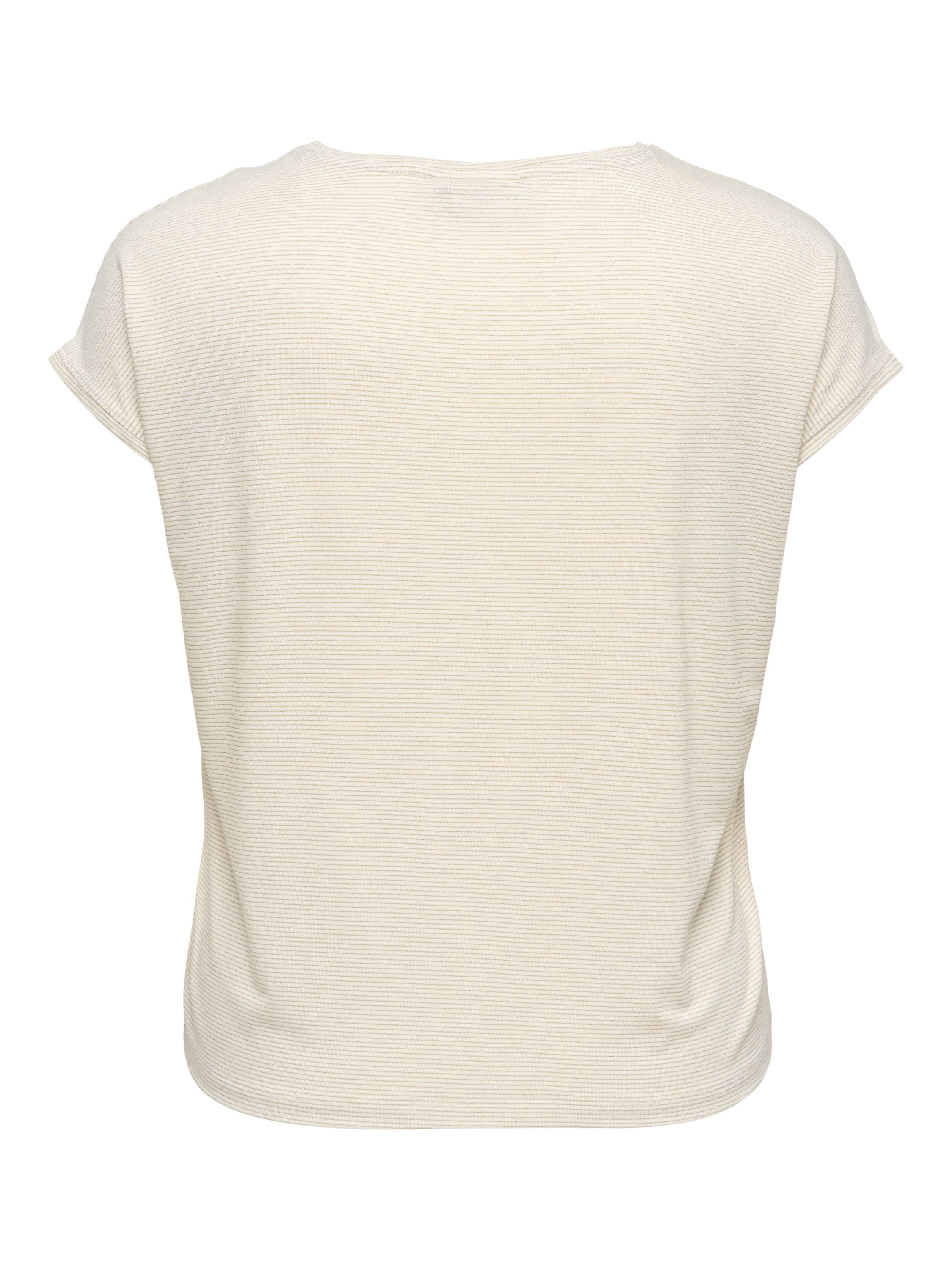 T-Shirt CLAUDIA - Cloud Dancer/GOLD LUREX STRIPE - Beige