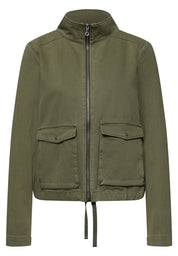 Baumwolljacke mit Stehkragen - 17226-Dark Vetiver Green - Grün
